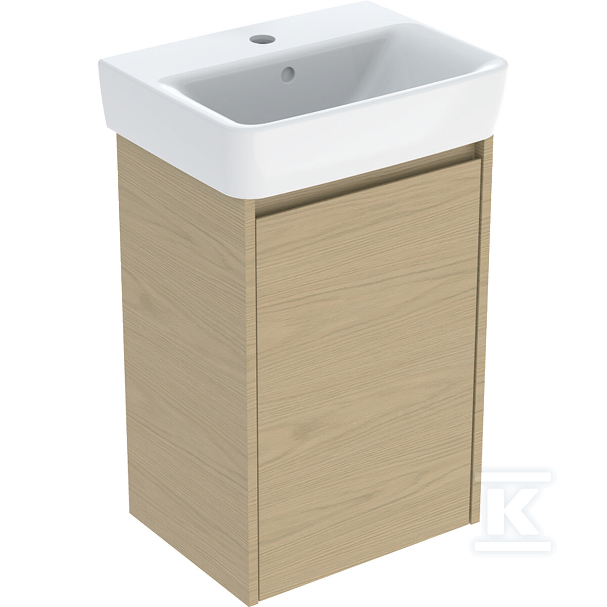 Zestaw umywalki małej Selnova Square z szafką pod umywalkę, z jednymi drzwiami: 45x69.7x34cm, Szerokość umywalki=45cm, Umywalka: biały, Korpus, Front: dąb naturalny / melaminowa struktura drewna 504.131.PS.1 - obrazek 1