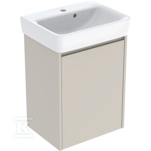 Zestaw umywalki małej Selnova Square z szafką pod umywalkę, z jednymi drzwiami: 50×69.7x38cm, Szerokość umywalki=50cm, Umywalka: biały, Korpus, Front: piaskowoszary / lakierowany jedwabny mat 504.132.DB.1 Zestaw umywalki małej Selnova Square z szafką pod umywalkę, z jednymi drzwiami: 50×69.7x38cm, Szerokość umywalki=50cm, Umywalka: biały, Korpus, Front: piaskowoszary / lakierowany jedwabny mat 504.132.DB.1