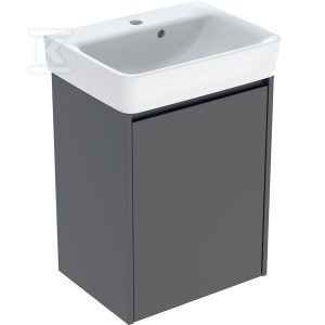 Zestaw umywalki małej Selnova Square z szafką pod umywalkę, z jednymi drzwiami: 50×69.7x38cm, Szerokość umywalki=50cm, Umywalka: biały, Korpus, Front: lava / lakierowany jedwabny mat 504.132.JK.1 Zestaw umywalki małej Selnova Square z szafką pod umywalkę, z jednymi drzwiami: 50×69.7x38cm, Szerokość umywalki=50cm, Umywalka: biały, Korpus, Front: lava / lakierowany jedwabny mat 504.132.JK.1