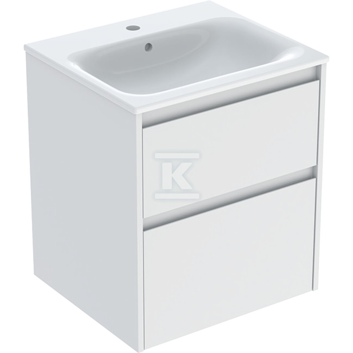Zestaw umywalki meblowej Selnova Square, slim rim, z szafką pod umywalkę, z dwoma szufladami: 55x62.1x48cm, Szerokość umywalki=55cm, Umywalka: biały, Korpus, Front: biały / lakierowany jedwabny mat 504.137.00.1 - obrazek 1