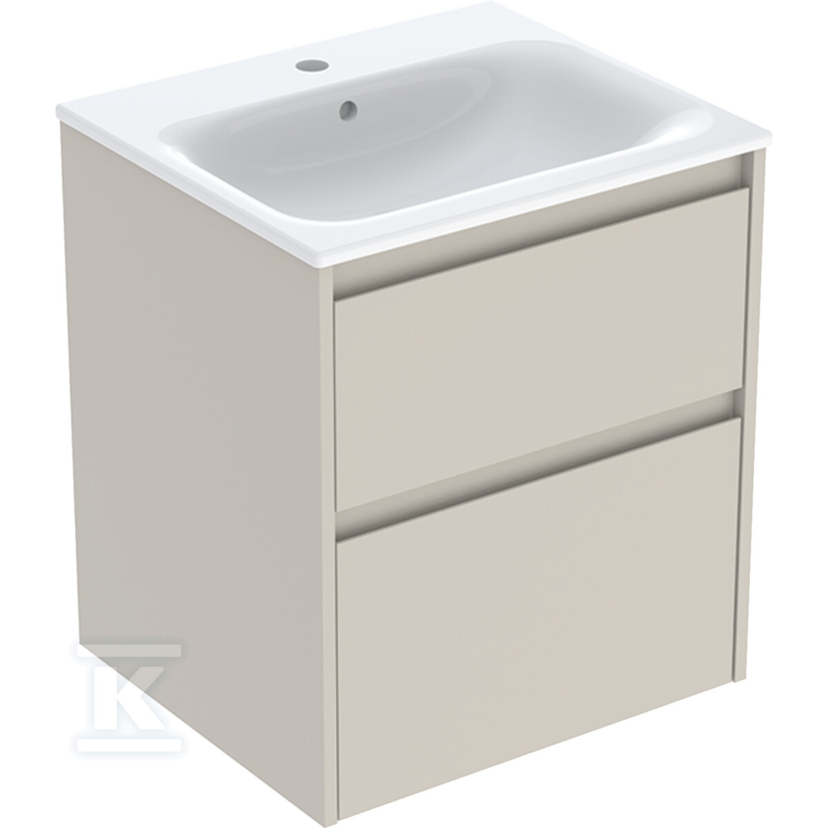 Zestaw umywalki meblowej Selnova Square, slim rim, z szafką pod umywalkę, z dwoma szufladami: 55x62.1x48cm, Szerokość umywalki=55cm, Umywalka: biały, Korpus, Front: piaskowoszary / lakierowany jedwabny mat 504.137.DB.1 - obrazek 1