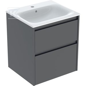 Zestaw umywalki meblowej Selnova Square, slim rim, z szafką pod umywalkę, z dwoma szufladami: 55×62.1x48cm, Szerokość umywalki=55cm, Umywalka: biały, Korpus, Front: lava / lakierowany jedwabny mat 504.137.JK.1 Zestaw umywalki meblowej Selnova Square, slim rim, z szafką pod umywalkę, z dwoma szufladami: 55×62.1x48cm, Szerokość umywalki=55cm, Umywalka: biały, Korpus, Front: lava / lakierowany jedwabny mat 504.137.JK.1
