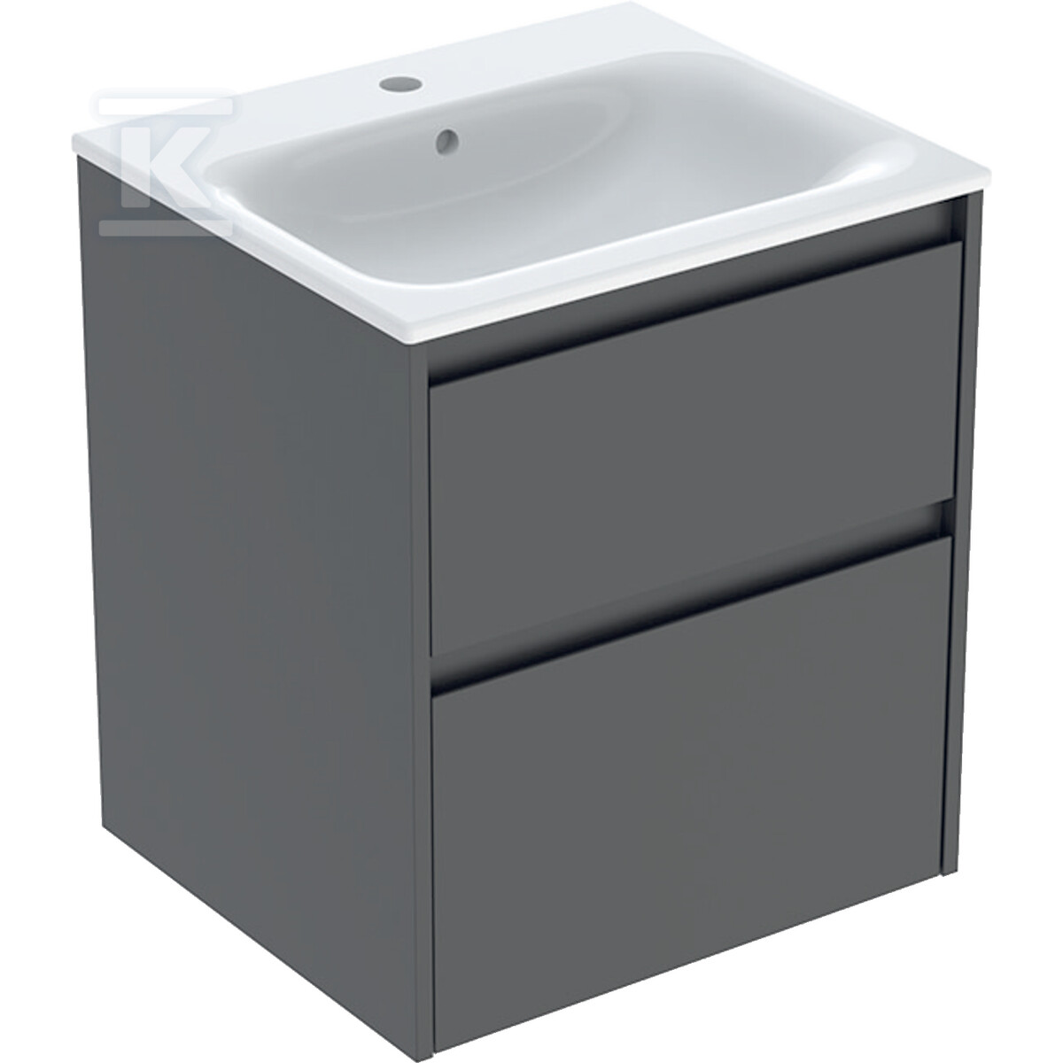 Zestaw umywalki meblowej Selnova Square, slim rim, z szafką pod umywalkę, z dwoma szufladami: 55x62.1x48cm, Szerokość umywalki=55cm, Umywalka: biały, Korpus, Front: lava / lakierowany jedwabny mat 504.137.JK.1 - obrazek 1