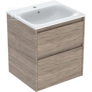 Zestaw umywalki meblowej Selnova Square, slim rim, z szafką pod umywalkę, z dwoma szufladami: 55×62.1x48cm, Szerokość umywalki=55cm, Umywalka: biały, Korpus, Front: orzech hickory / melaminowa struktura drewna 504.137.JR.1 Zestaw umywalki meblowej Selnova Square, slim rim, z szafką pod umywalkę, z dwoma szufladami: 55×62.1x48cm, Szerokość umywalki=55cm, Umywalka: biały, Korpus, Front: orzech hickory / melaminowa struktura drewna 504.137.JR.1
