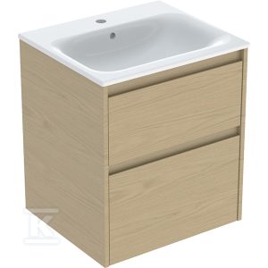 Zestaw umywalki meblowej Selnova Square, slim rim, z szafką pod umywalkę, z dwoma szufladami: 55×62.1x48cm, Szerokość umywalki=55cm, Umywalka: biały, Korpus, Front: dąb naturalny / melaminowa struktura drewna 504.137.PS.1 Zestaw umywalki meblowej Selnova Square, slim rim, z szafką pod umywalkę, z dwoma szufladami: 55×62.1x48cm, Szerokość umywalki=55cm, Umywalka: biały, Korpus, Front: dąb naturalny / melaminowa struktura drewna 504.137.PS.1