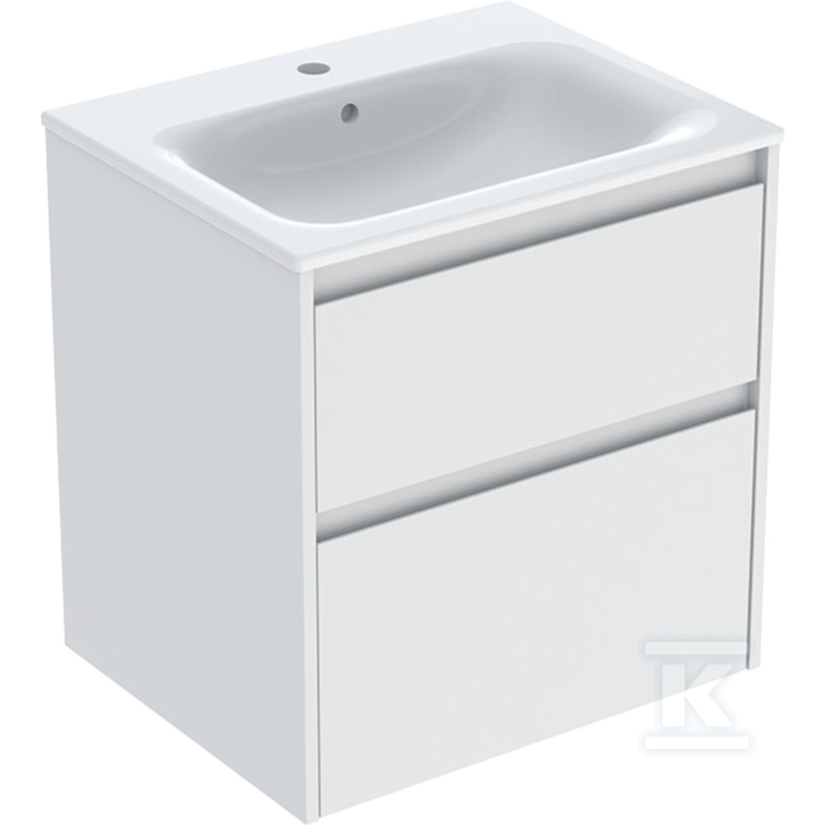Zestaw umywalki meblowej Selnova Square, slim rim, z szafką pod umywalkę, z dwoma szufladami: 60x62.1x48cm, Szerokość umywalki=60cm, Umywalka: biały, Korpus, Front: biały / lakierowany jedwabny mat 504.138.00.1 - obrazek 1