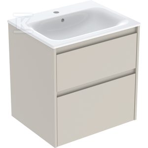 Zestaw umywalki meblowej Selnova Square, slim rim, z szafką pod umywalkę, z dwoma szufladami: 60×62.1x48cm, Szerokość umywalki=60cm, Umywalka: biały, Korpus, Front: piaskowoszary / lakierowany jedwabny mat 504.138.DB.1 Zestaw umywalki meblowej Selnova Square, slim rim, z szafką pod umywalkę, z dwoma szufladami: 60×62.1x48cm, Szerokość umywalki=60cm, Umywalka: biały, Korpus, Front: piaskowoszary / lakierowany jedwabny mat 504.138.DB.1