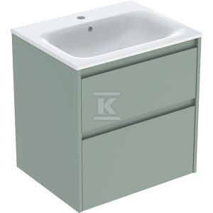 Zestaw umywalki meblowej Selnova Square, slim rim, z szafką pod umywalkę, z dwoma szufladami: 60×62.1x48cm, Szerokość umywalki=60cm, Umywalka: biały, Korpus, Front: szałwiowozielony / lakierowany jedwabny mat 504.138.IK.1 Zestaw umywalki meblowej Selnova Square, slim rim, z szafką pod umywalkę, z dwoma szufladami: 60×62.1x48cm, Szerokość umywalki=60cm, Umywalka: biały, Korpus, Front: szałwiowozielony / lakierowany jedwabny mat 504.138.IK.1