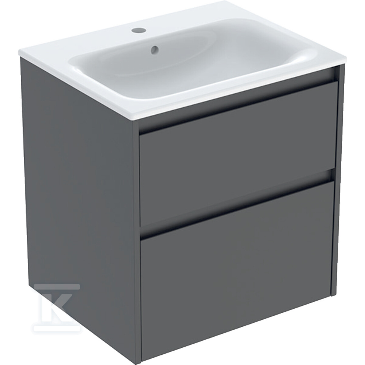 Zestaw umywalki meblowej Selnova Square, slim rim, z szafką pod umywalkę, z dwoma szufladami: 60x62.1x48cm, Szerokość umywalki=60cm, Umywalka: biały, Korpus, Front: lava / lakierowany jedwabny mat 504.138.JK.1 - obrazek 1