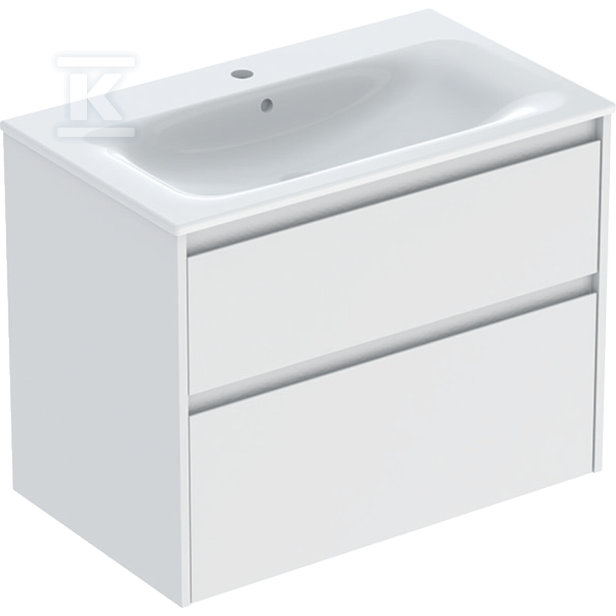 Zestaw umywalki meblowej Selnova Square, slim rim, z szafką pod umywalkę, z dwoma szufladami: 80x62.1x48cm, Szerokość umywalki=80cm, Umywalka: biały, Korpus, Front: biały / lakierowany jedwabny mat 504.139.00.1 - obrazek 1