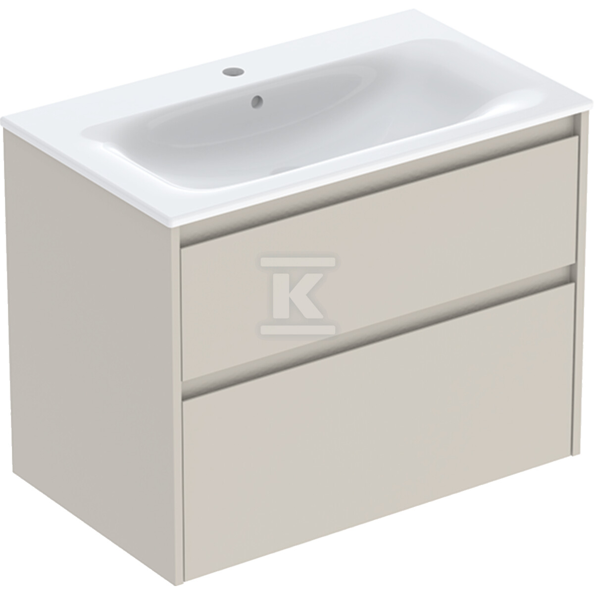 Zestaw umywalki meblowej Selnova Square, slim rim, z szafką pod umywalkę, z dwoma szufladami: 80x62.1x48cm, Szerokość umywalki=80cm, Umywalka: biały, Korpus, Front: piaskowoszary / lakierowany jedwabny mat 504.139.DB.1 - obrazek 1