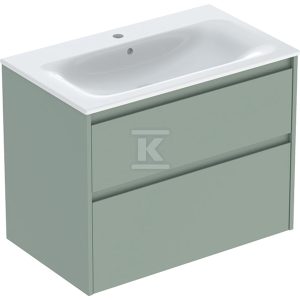 Zestaw umywalki meblowej Selnova Square, slim rim, z szafką pod umywalkę, z dwoma szufladami: 80×62.1x48cm, Szerokość umywalki=80cm, Umywalka: biały, Korpus, Front: szałwiowozielony / lakierowany jedwabny mat 504.139.IK.1 Zestaw umywalki meblowej Selnova Square, slim rim, z szafką pod umywalkę, z dwoma szufladami: 80×62.1x48cm, Szerokość umywalki=80cm, Umywalka: biały, Korpus, Front: szałwiowozielony / lakierowany jedwabny mat 504.139.IK.1