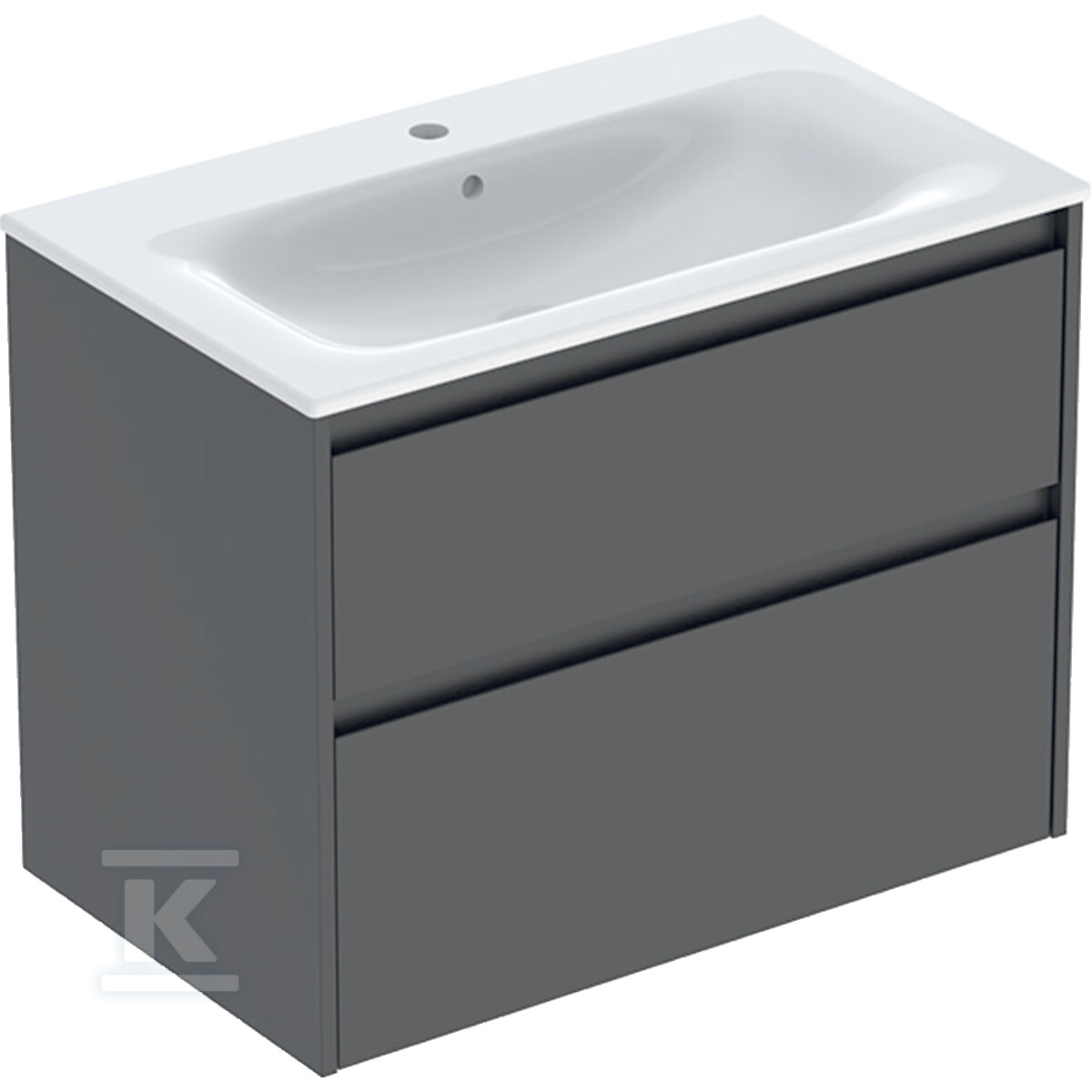 Zestaw umywalki meblowej Selnova Square, slim rim, z szafką pod umywalkę, z dwoma szufladami: 80x62.1x48cm, Szerokość umywalki=80cm, Umywalka: biały, Korpus, Front: lava / lakierowany jedwabny mat 504.139.JK.1 - obrazek 1