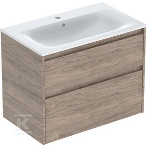 Zestaw umywalki meblowej Selnova Square, slim rim, z szafką pod umywalkę, z dwoma szufladami: 80×62.1x48cm, Szerokość umywalki=80cm, Umywalka: biały, Korpus, Front: orzech hickory / melaminowa struktura drewna 504.139.JR.1 Zestaw umywalki meblowej Selnova Square, slim rim, z szafką pod umywalkę, z dwoma szufladami: 80×62.1x48cm, Szerokość umywalki=80cm, Umywalka: biały, Korpus, Front: orzech hickory / melaminowa struktura drewna 504.139.JR.1