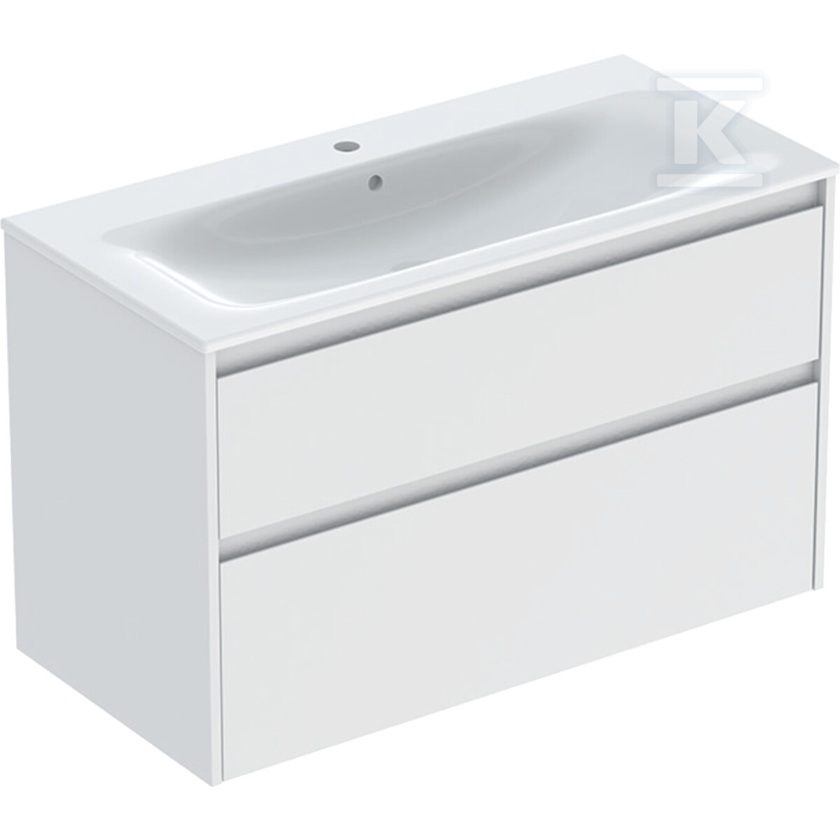 Zestaw umywalki meblowej Selnova Square, slim rim, z szafką pod umywalkę, z dwoma szufladami: 100x62.1x48cm, Szerokość umywalki=100cm, Umywalka: biały, Korpus, Front: biały / lakierowany jedwabny mat 504.140.00.1 - obrazek 1