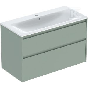 Zestaw umywalki meblowej Selnova Square, slim rim, z szafką pod umywalkę, z dwoma szufladami: 100×62.1x48cm, Szerokość umywalki=100cm, Umywalka: biały, Korpus, Front: szałwiowozielony / lakierowany jedwabny mat 504.140.IK.1 Zestaw umywalki meblowej Selnova Square, slim rim, z szafką pod umywalkę, z dwoma szufladami: 100×62.1x48cm, Szerokość umywalki=100cm, Umywalka: biały, Korpus, Front: szałwiowozielony / lakierowany jedwabny mat 504.140.IK.1
