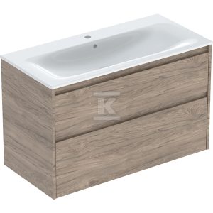 Zestaw umywalki meblowej Selnova Square, slim rim, z szafką pod umywalkę, z dwoma szufladami: 100×62.1x48cm, Szerokość umywalki=100cm, Umywalka: biały, Korpus, Front: orzech hickory / melaminowa struktura drewna 504.140.JR.1 Zestaw umywalki meblowej Selnova Square, slim rim, z szafką pod umywalkę, z dwoma szufladami: 100×62.1x48cm, Szerokość umywalki=100cm, Umywalka: biały, Korpus, Front: orzech hickory / melaminowa struktura drewna 504.140.JR.1