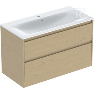 Zestaw umywalki meblowej Selnova Square, slim rim, z szafką pod umywalkę, z dwoma szufladami: 100×62.1x48cm, Szerokość umywalki=100cm, Umywalka: biały, Korpus, Front: dąb naturalny / melaminowa struktura drewna 504.140.PS.1 Zestaw umywalki meblowej Selnova Square, slim rim, z szafką pod umywalkę, z dwoma szufladami: 100×62.1x48cm, Szerokość umywalki=100cm, Umywalka: biały, Korpus, Front: dąb naturalny / melaminowa struktura drewna 504.140.PS.1