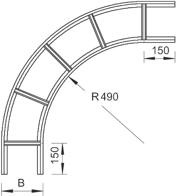 Łuk drabinki kablowej 90 stopni 90 LB 90 640 R3 FS 6225046 - obrazek 2