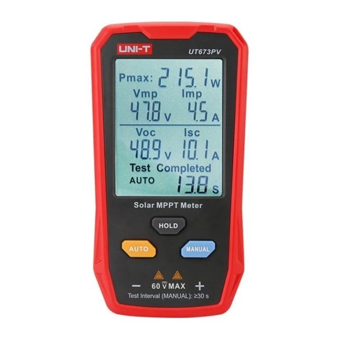 Miernik parametrów paneli fotowoltaicznych PV TESTER SOLAR MPPT napięcie prąd moc Uni‑T UT‑673PV - obrazek 1