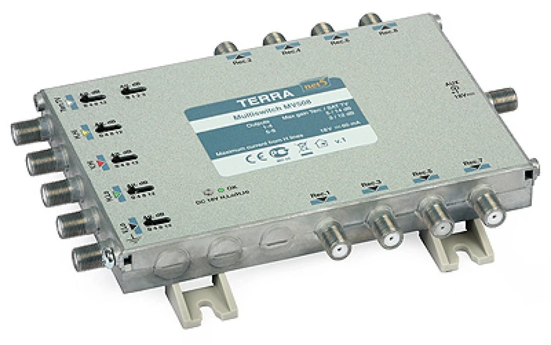 Multiswitch MV‑508 Terra klasa A, 5‑wejściowy 8‑wyjściowy z regulacją wzmocnienia IF - obrazek 1