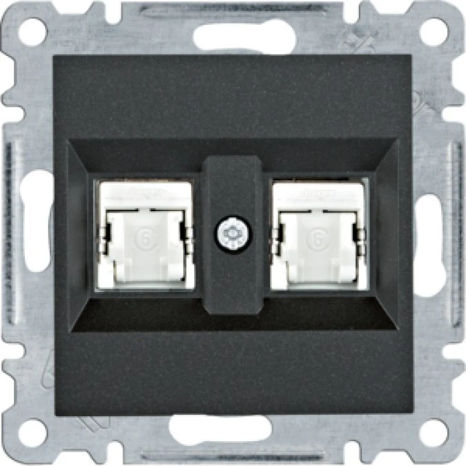 Lumina Gniazdo komputerowe podwójne RJ45 kat.6 FTP czarne WL2183