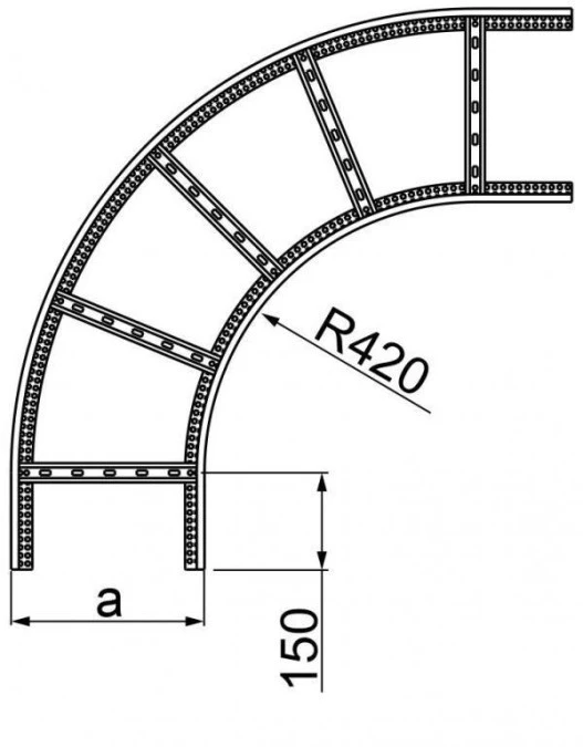 Łuk drabinki 90 stopni 200mm 60mm LDC200H60N 466920 - obrazek 2