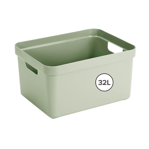 Sunware Sigma Home Otwarty Pojemnik Do Przechowywania 32L, 44,5×34,5×24,3 Cm, Zielony, Organizer Z Uchwytami, Sztaplowany