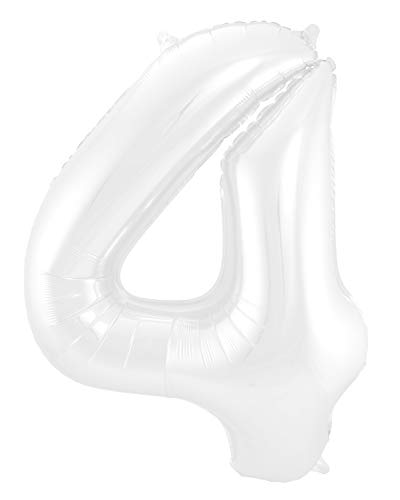 Folat Balon foliowy Cyfra 4 Biały Metaliczne Mat 86 cm