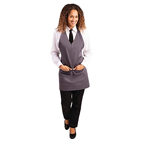 Whites Chefs Clothing B422 V fartuch serwisowy na szyję, węgiel drzewny, 698 mm szerokości, 838 długość