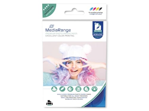 MediaRange 100 x 150 mm kartki z papieru fotograficznego do drukarek atramentowych, wysoki połysk, 220 g, 50 arkuszy