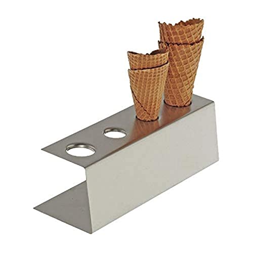 APS 11881 Stojak na rożki do lodów z polerowanej matowej stali nierdzewnej antypoślizgowymi nóżkami, 4 otwory (2 x Ø 31 mm, 2 26 mm), 9,5 27,5 9 cm - obrazek 1
