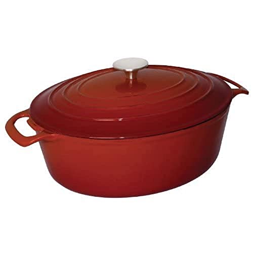 Vogue owalne czerwone naczynie na zapiekankę duże 125 x 230 305 mm 6 l żeliwne koktajlowe Creuset