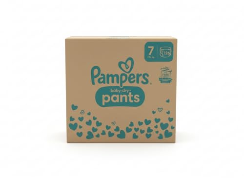 Pampers Baby Dry Pants Rozmiar 7, 126 pieluszek, 17 kg+, dopasowanie 360, aby zapobiec wyciekom i wyciekom, pojemnik na miesiąc - obrazek 1