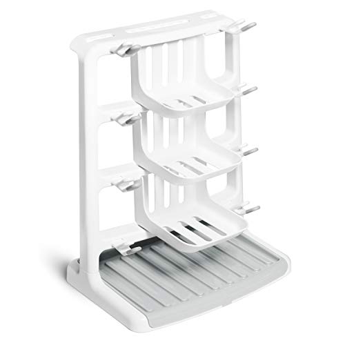 Munchkin Tidy Dry Space Saving Baby Bottle Drying Rack, White, 1 Count (Pack of 1)