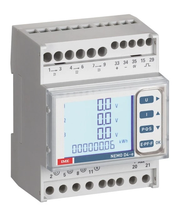 Miernik parametrów sieci NEMO D4‑E na wspornik TH35 5A 450VAC A230V klasa 1 MFD4E06