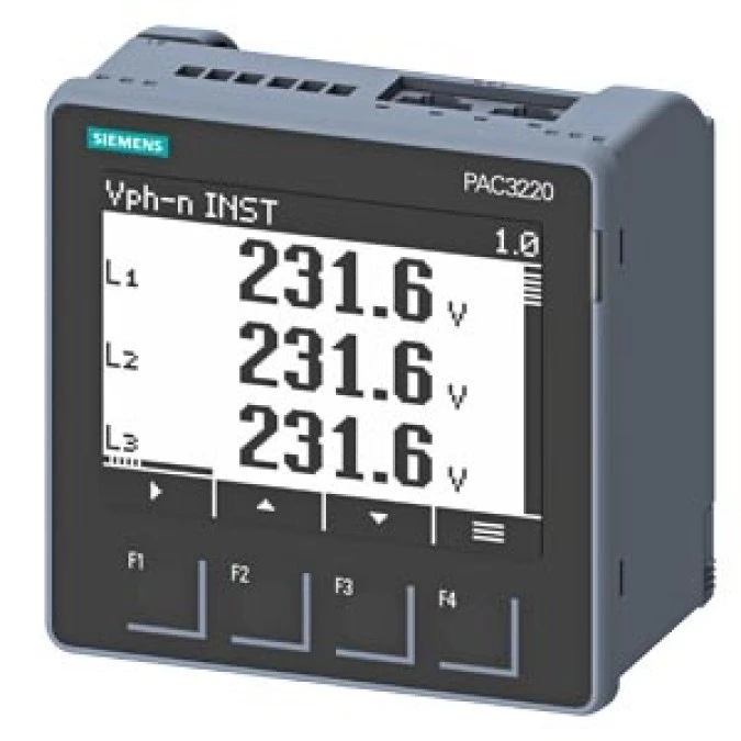 Miernik parametrów sieci PAC3220 x/1A x/5A licznik energii kl.0,5 MODBUS TCP/IP 2xRJ45 2DI 2DO 100‑250VAC/DC 7KM3220‑0BA01‑1DA0