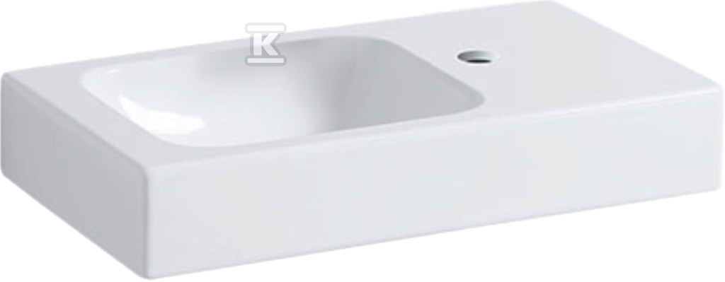 Umywalka iCon kompaktowa, B53 cm, 13.5 cm, T31 cm, bez przelewu, z otworem na baterię po prawej stronie, z powierzchnią odkładczą po prawej stronie, KeraTect 124053600 - obrazek 1