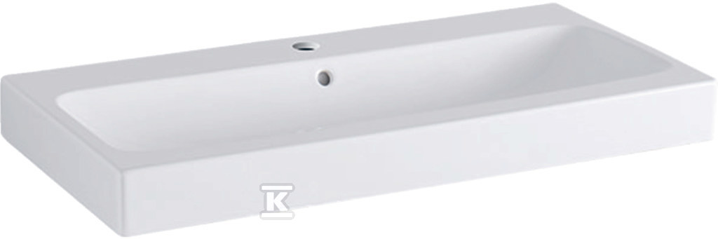 Umywalka iCon, B90 cm, H16 cm, T48.5 cm, z przelewem, z otworem na baterię, KeraTect 124090600 - obrazek 1
