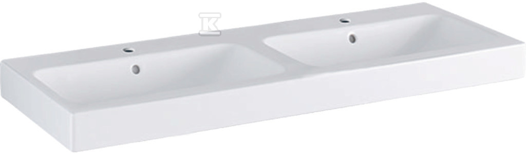 Umywalka iCon podwójna, B120 cm, H16 cm, T48.5 cm, z dwoma przelewami, z dwoma otworami na baterię, KeraTect 124120600 - obrazek 1