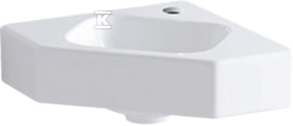 Umywalka iCon kompaktowa narożna, B46 cm, H13 cm, T33 cm, bez przelewu, z otworem na baterię, KeraTect 124729600 - obrazek 1