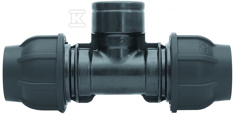 Trójnik zaciskowy PP 90st. 20x1/2"x20 GW gwint wewnętrzny PN16, do rur PE, kolor czarny 13042001 - obrazek 1