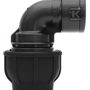 Kolano zaciskowe PP 90st. 25×3/4″ GW gwint wewnętrzny PN16, do rur PE, kolor czarny 13132502
