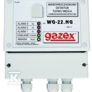 Detektor tlenku węgla WG-22.NGS CO, 20/100ppm (s15), sensor p-p, zasilanie 230V, z syreną, do kotłowni
