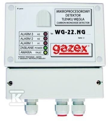 Detektor tlenku węgla WG-22.NGS CO, 20/100ppm (s15), sensor p-p, zasilanie 230V, z syreną, do kotłowni - obrazek 1