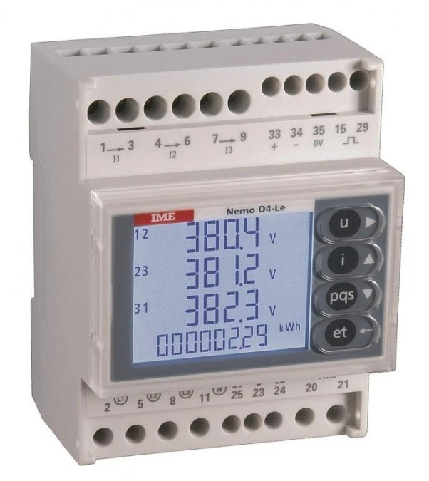 Miernik parametrów sieci NEMO D4‑LE na TH35 A80‑265VAC/110‑300VDC 1‑5A 500V wyjście impulsowe + RS485 MFD4421 - obrazek 1
