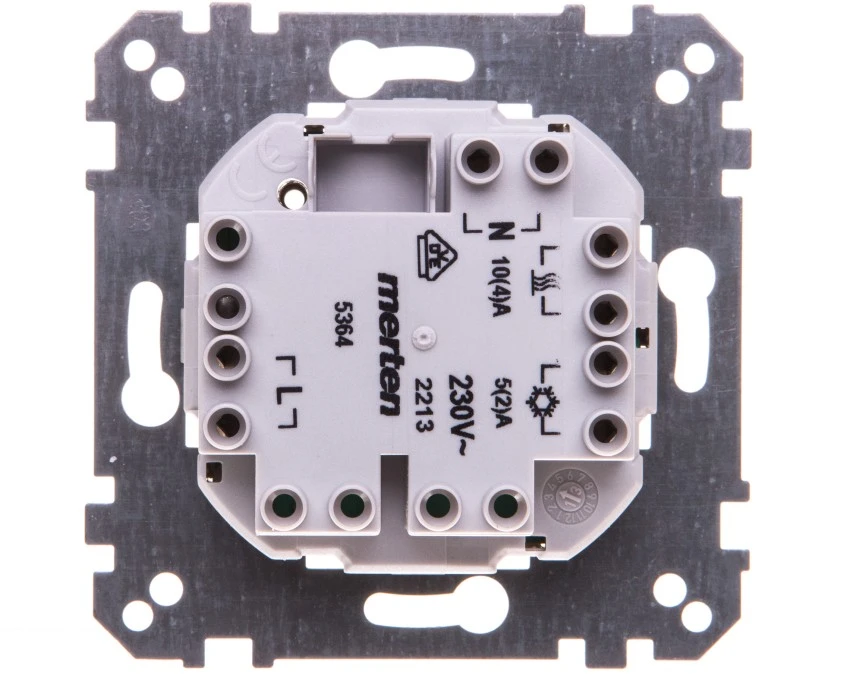 Merten Regulator temperatury pokojowy 230V 5A 5‑30 stopni IP20 z przełącznikiem MTN536400 - obrazek 2