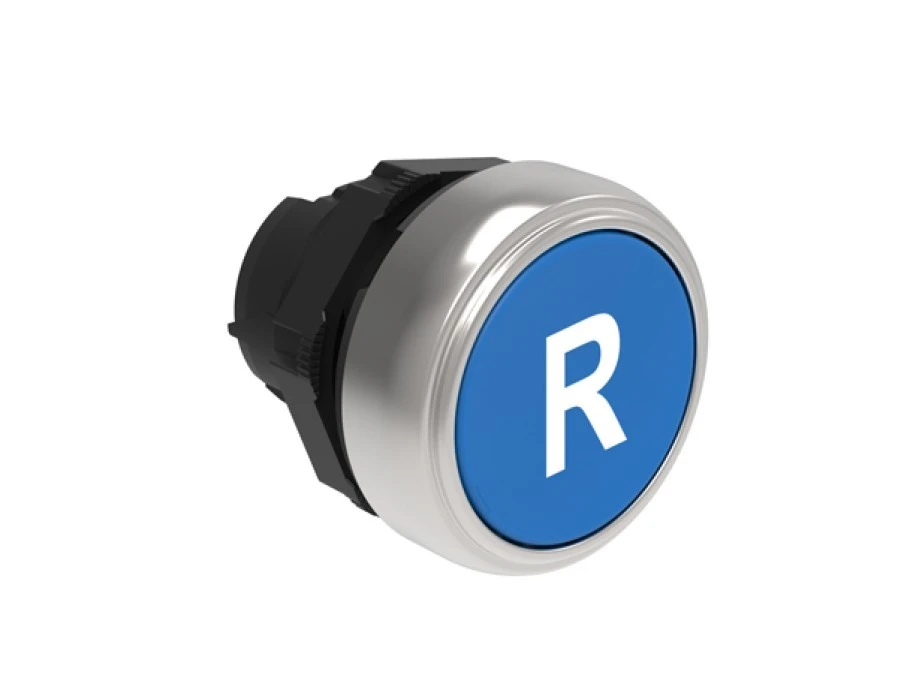 Napęd przycisku 22mm niebieski z samopowrotem bez adaptera symbol /R/ LPCB1176 - obrazek 3