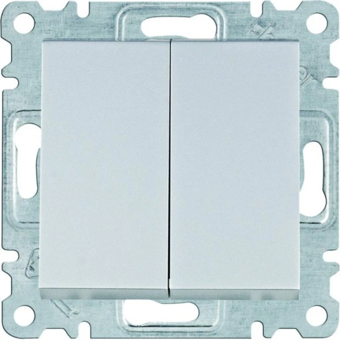 Lumina Łącznik przyciskowy zwierny 2‑klawiszowy, srebrny WL0142 - obrazek 1