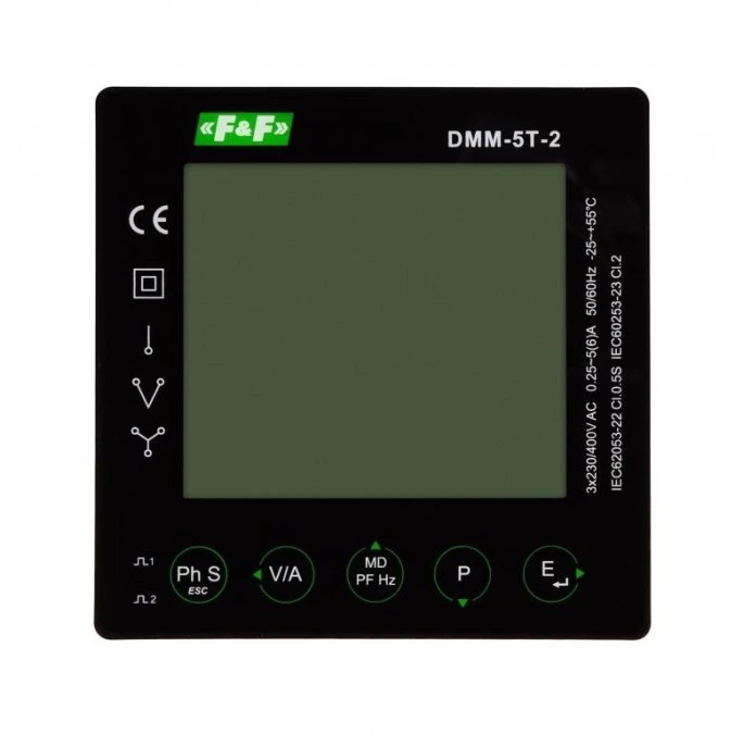 Multimetr panelowy z komunikacją Modbus RTU zgodność z MID DMM‑5T‑2 - obrazek 2